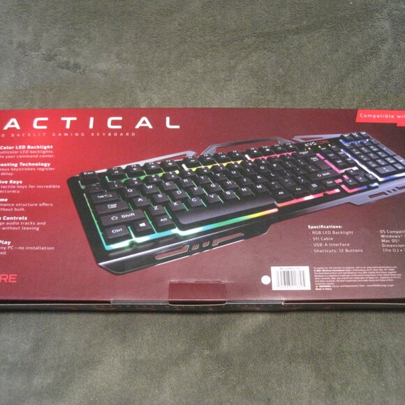 Tactical RGB LED Backlit Gaming USB Metal Keyboard by Evo Core for PC and Mac OS - Picture 2 of 5